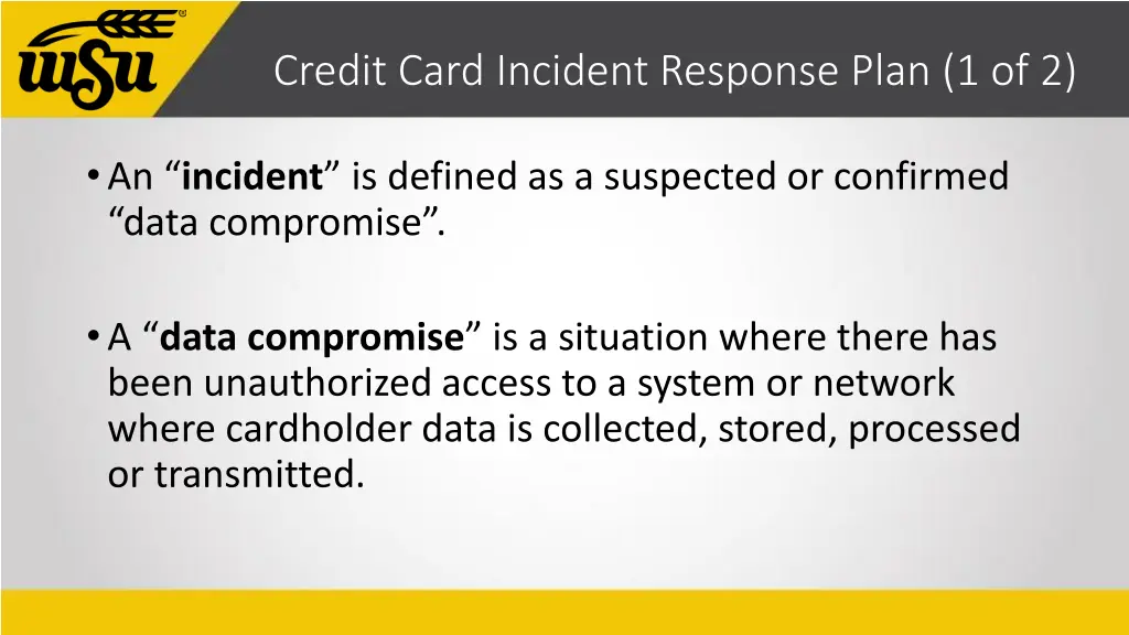 credit card incident response plan 1 of 2