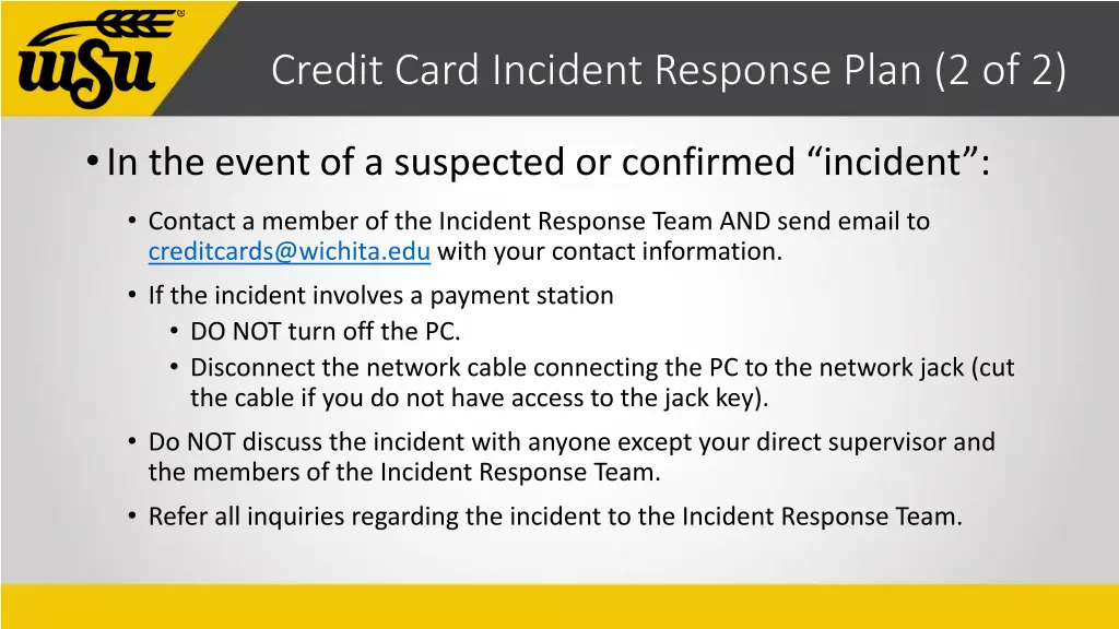 credit card incident response plan 2 of 2