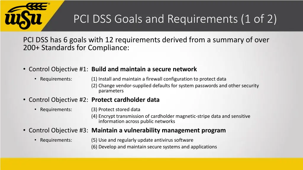 pci dss goals and requirements 1 of 2