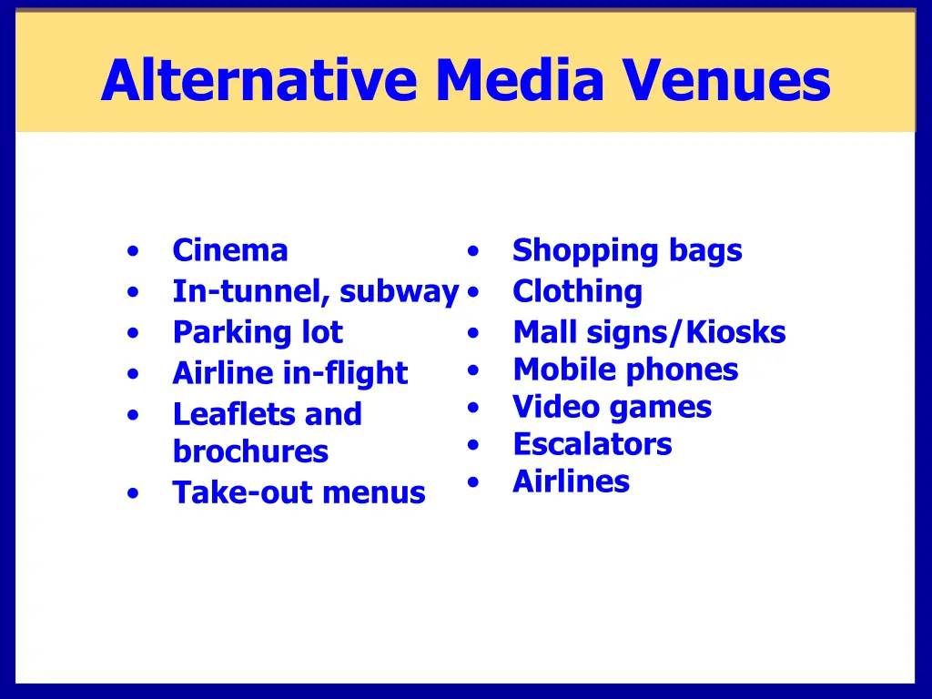 alternative media venues