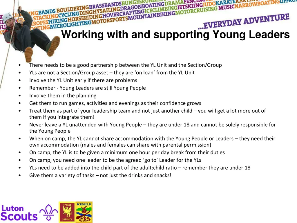 working with and supporting young leaders