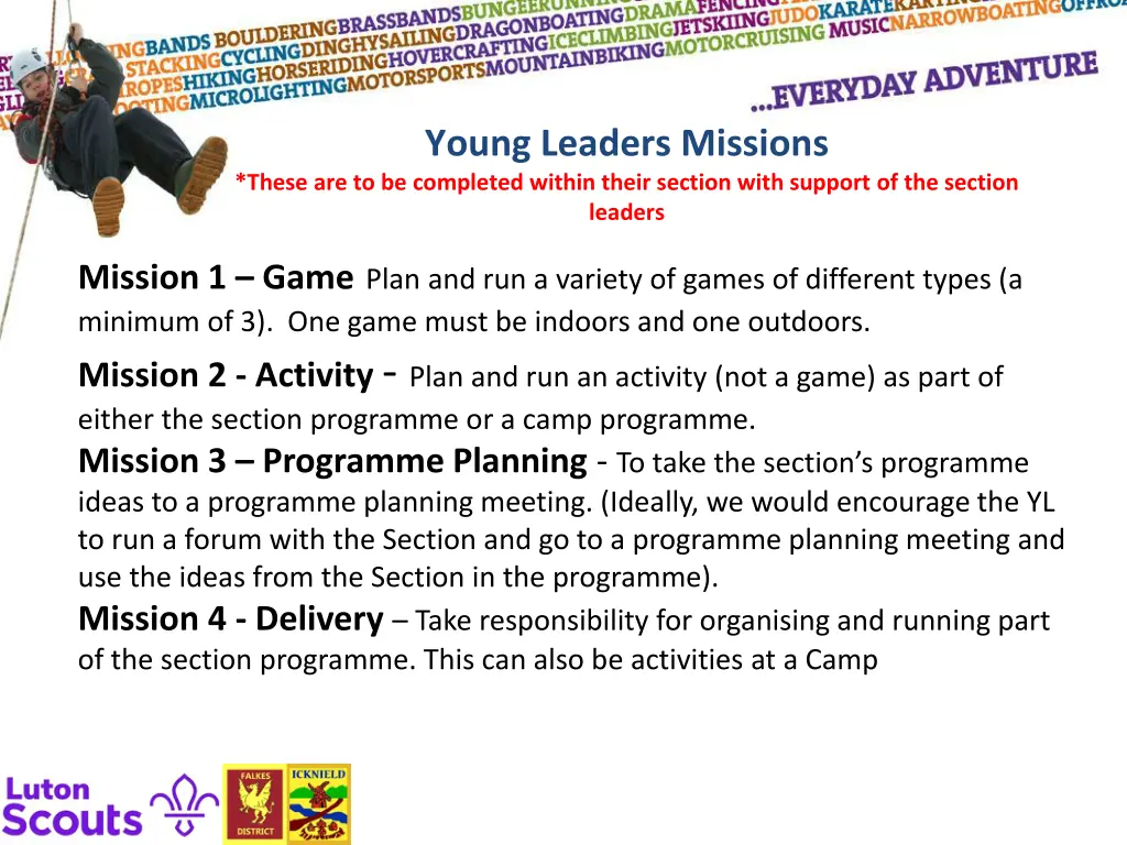 young leaders missions these are to be completed