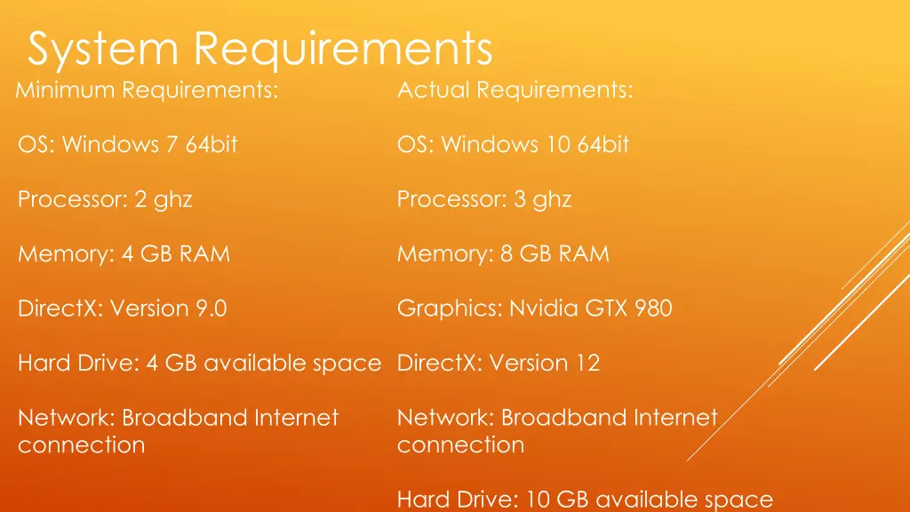 system requirements