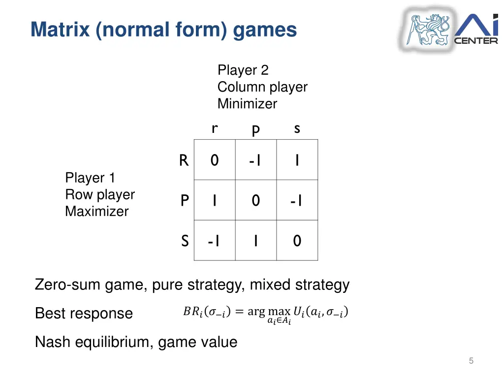 matrix normal form games