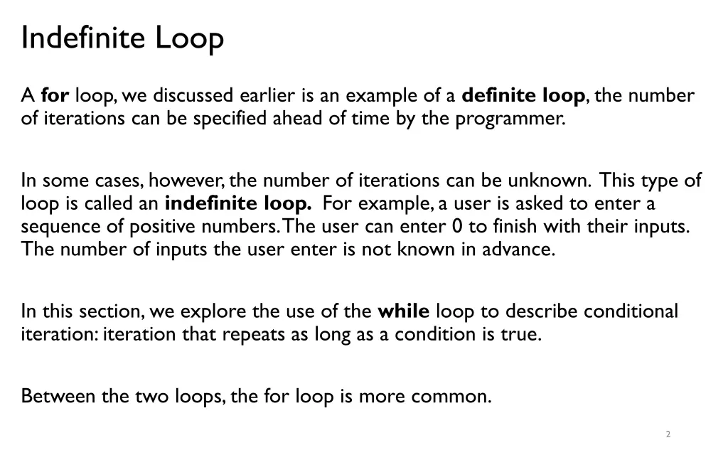 indefinite loop