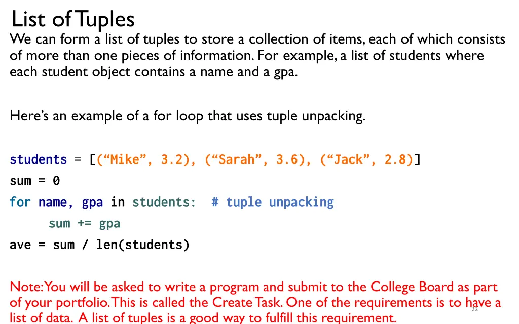 list of tuples we can form a list of tuples