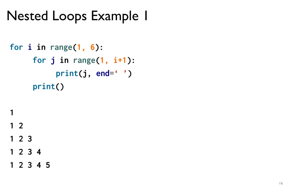 nested loops example 1