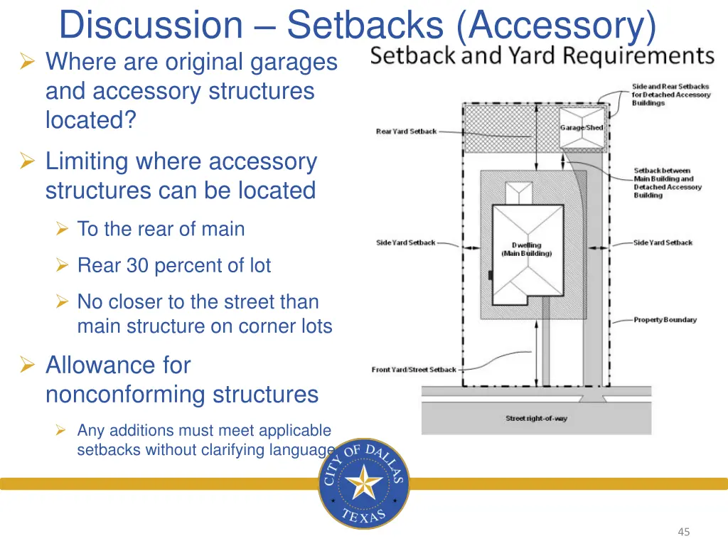 discussion setbacks accessory where are original