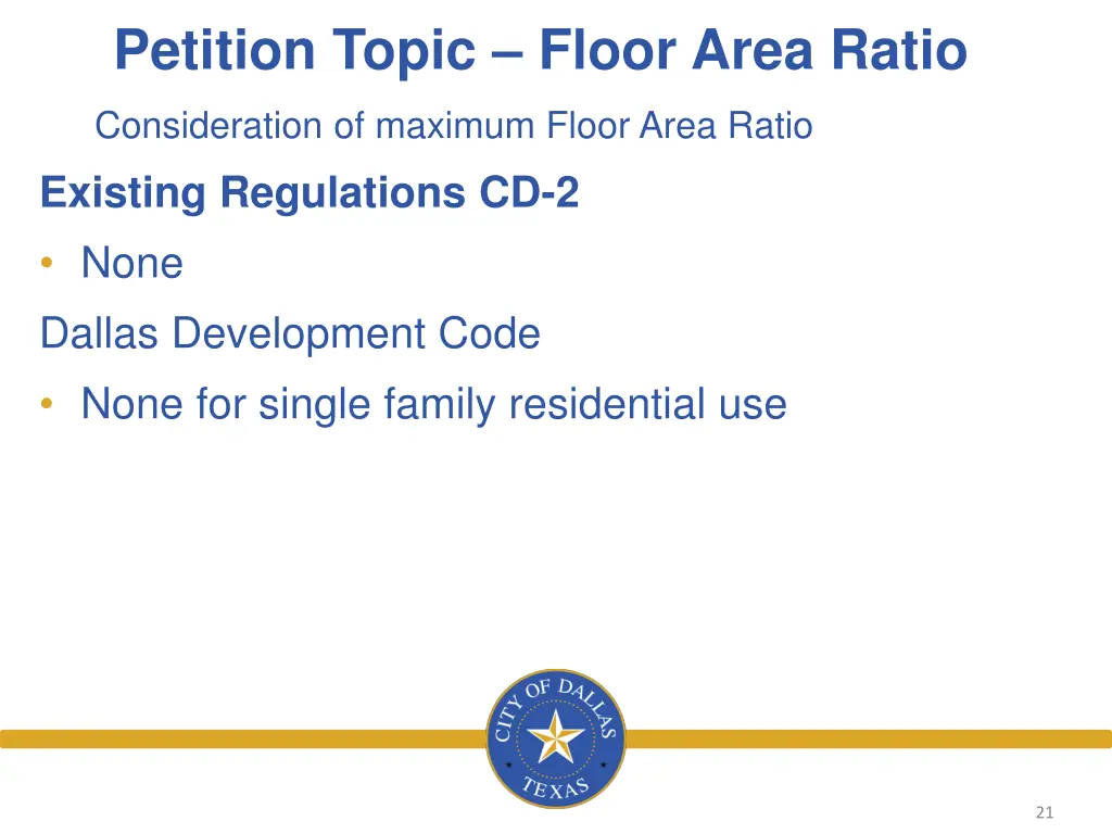 petition topic floor area ratio