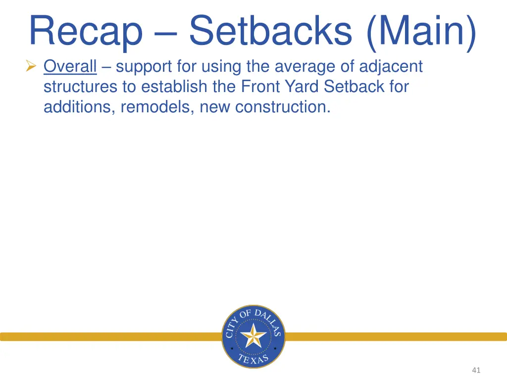 recap setbacks main overall support for using