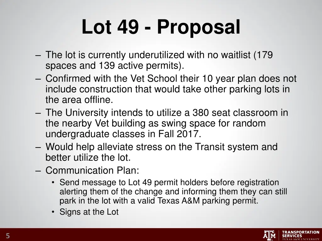 lot 49 proposal