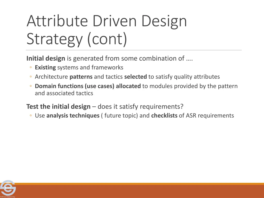 attribute driven design strategy cont