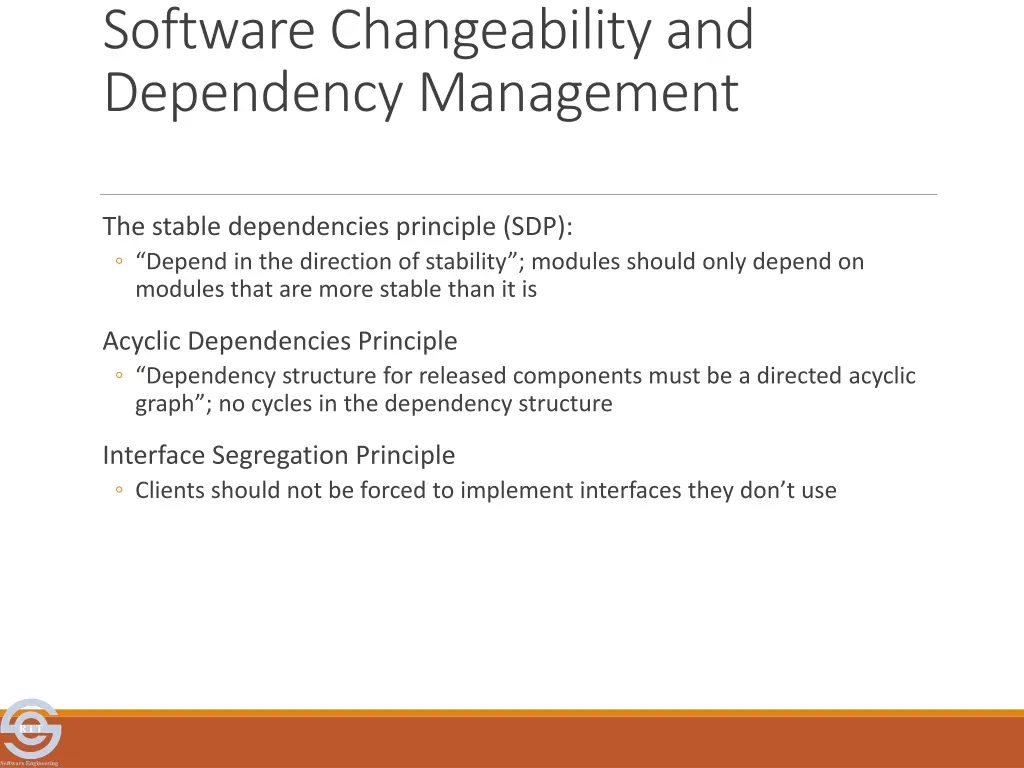 software changeability and dependency management