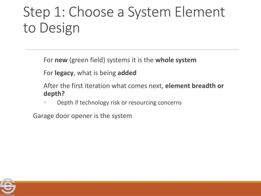 step 1 choose a system element to design