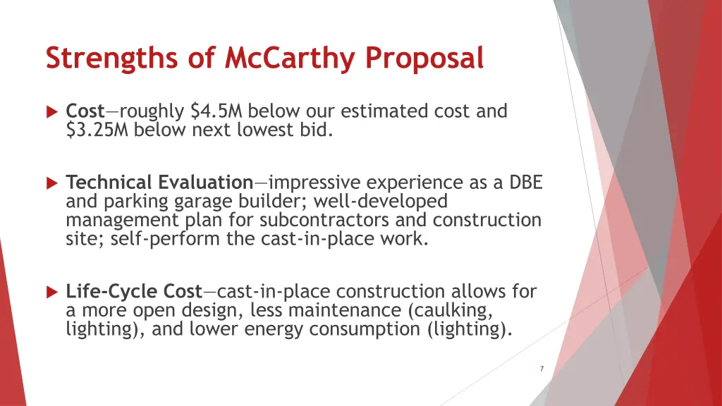 strengths of mccarthy proposal