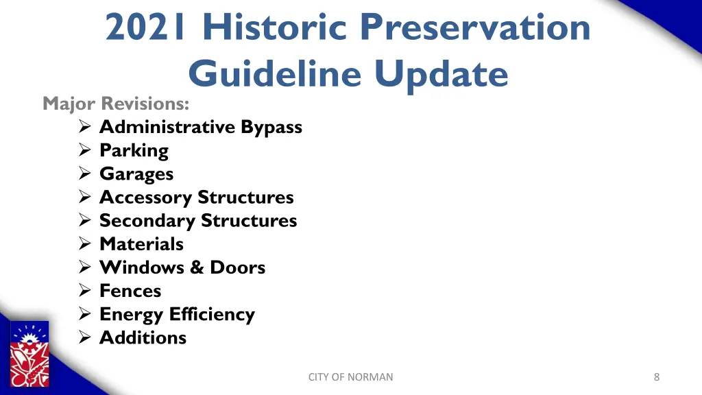 2021 historic preservation guideline update major