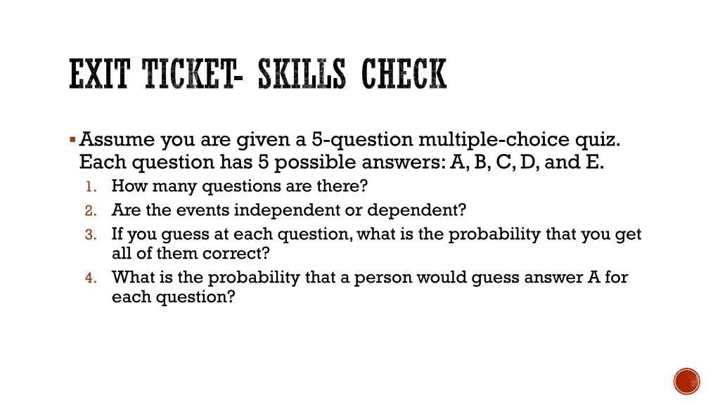 exit ticket skills check