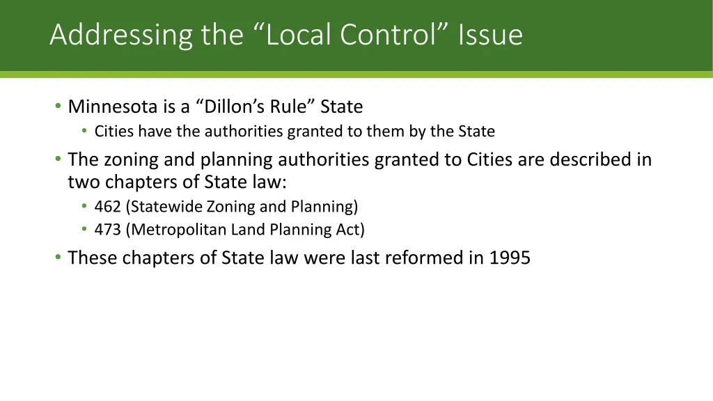 addressing the local control issue