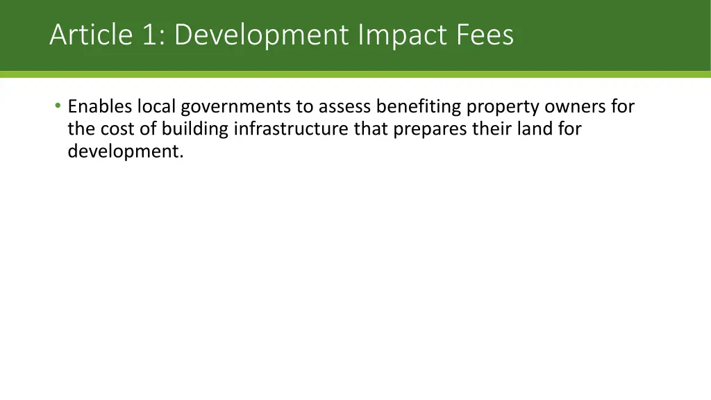 article 1 development impact fees