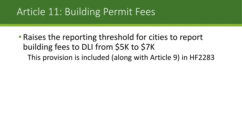 article 11 building permit fees