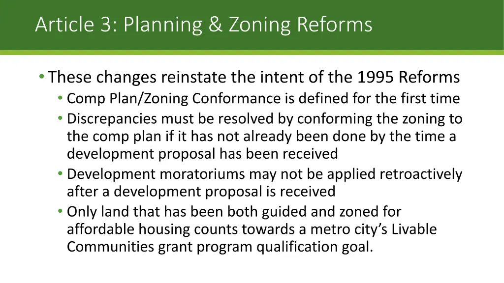 article 3 planning zoning reforms