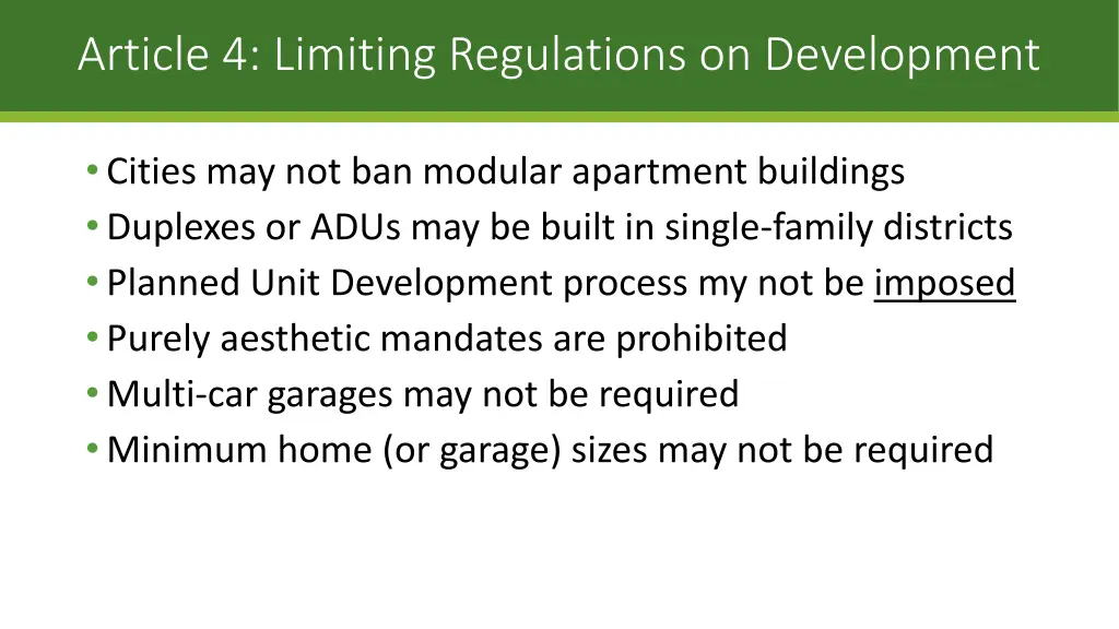 article 4 limiting regulations on development