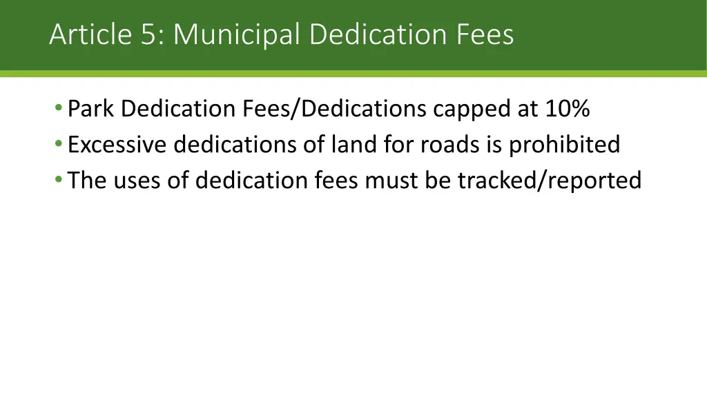 article 5 municipal dedication fees