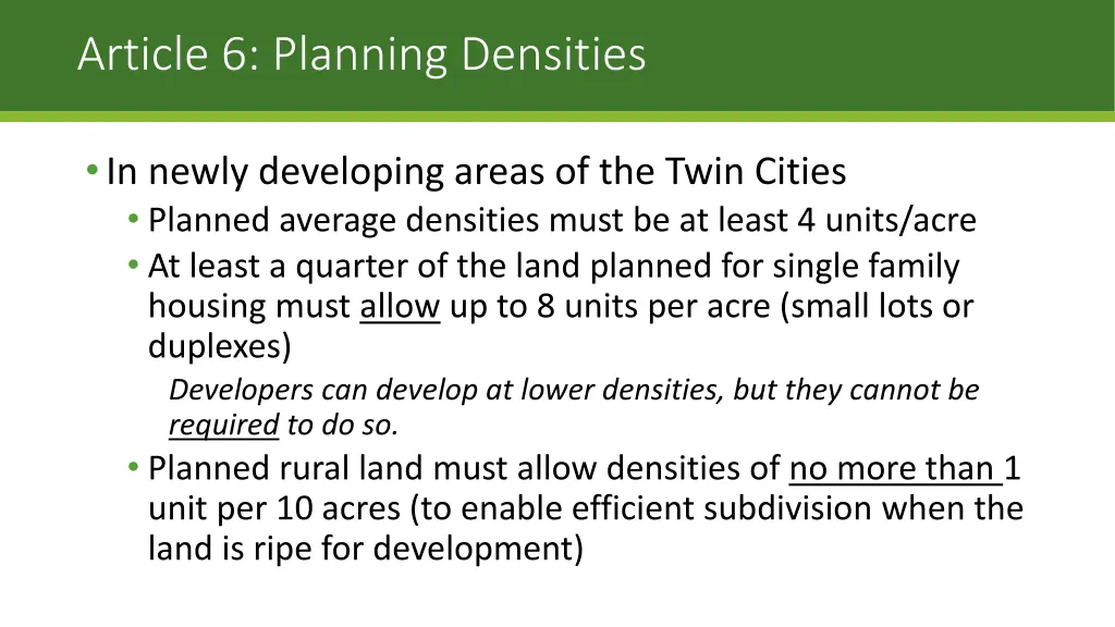 article 6 planning densities