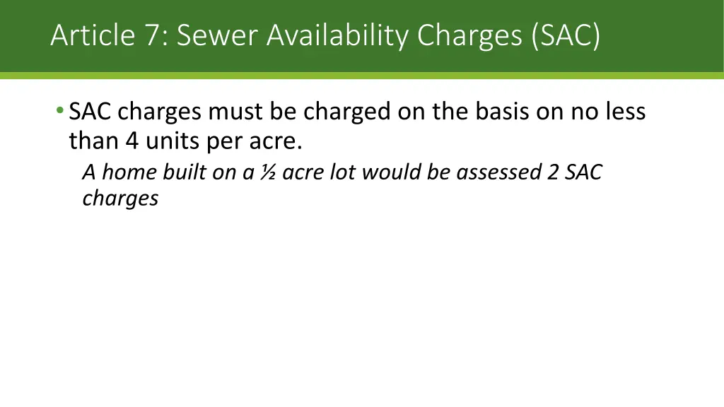 article 7 sewer availability charges sac