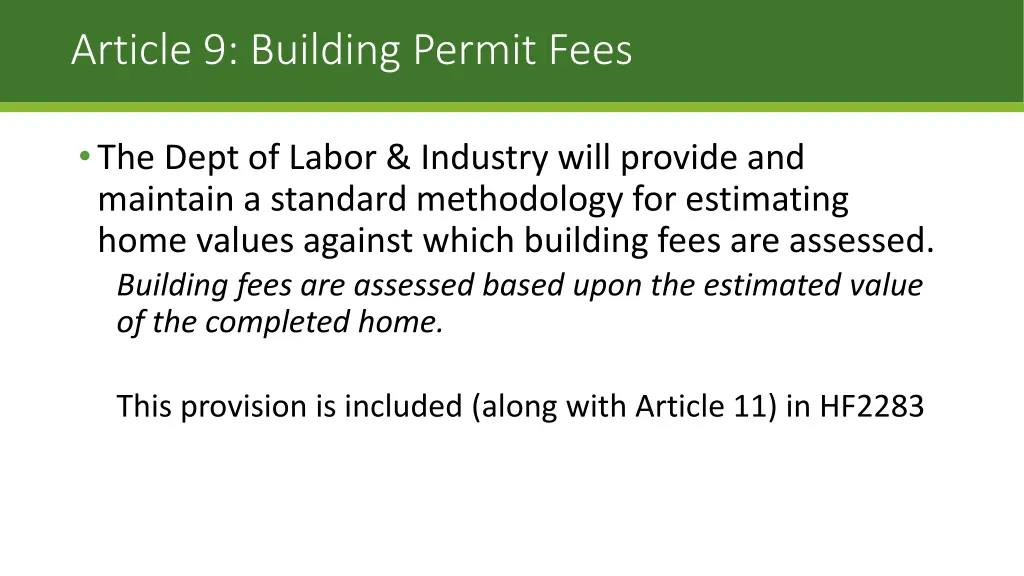 article 9 building permit fees