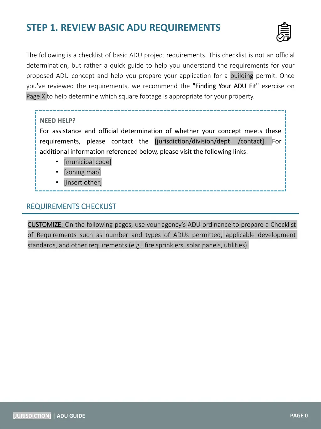 step 1 review basic adu requirements