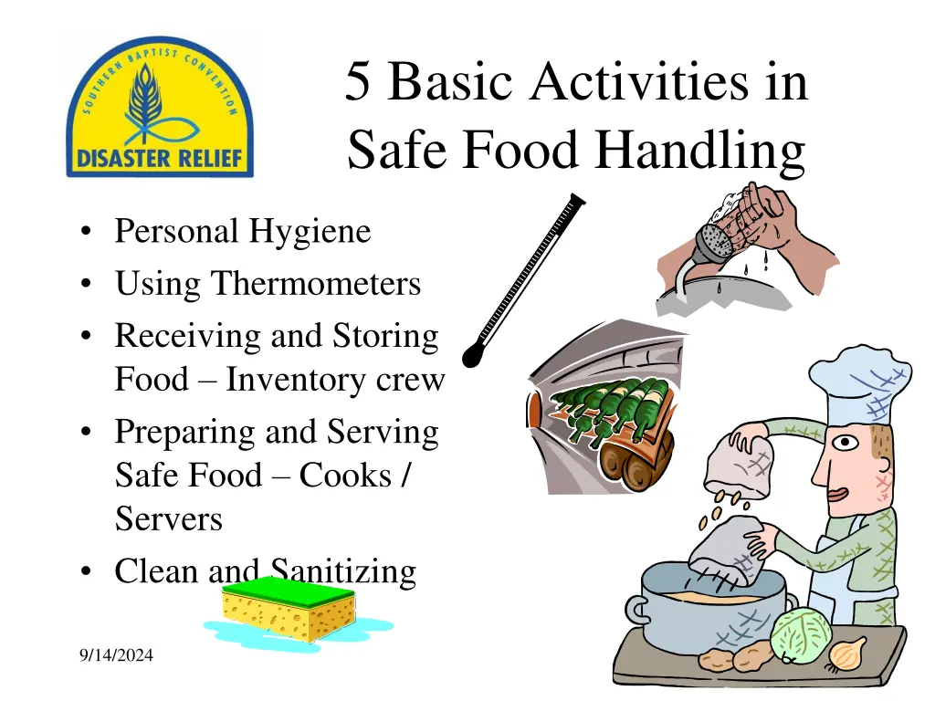 5 basic activities in safe food handling