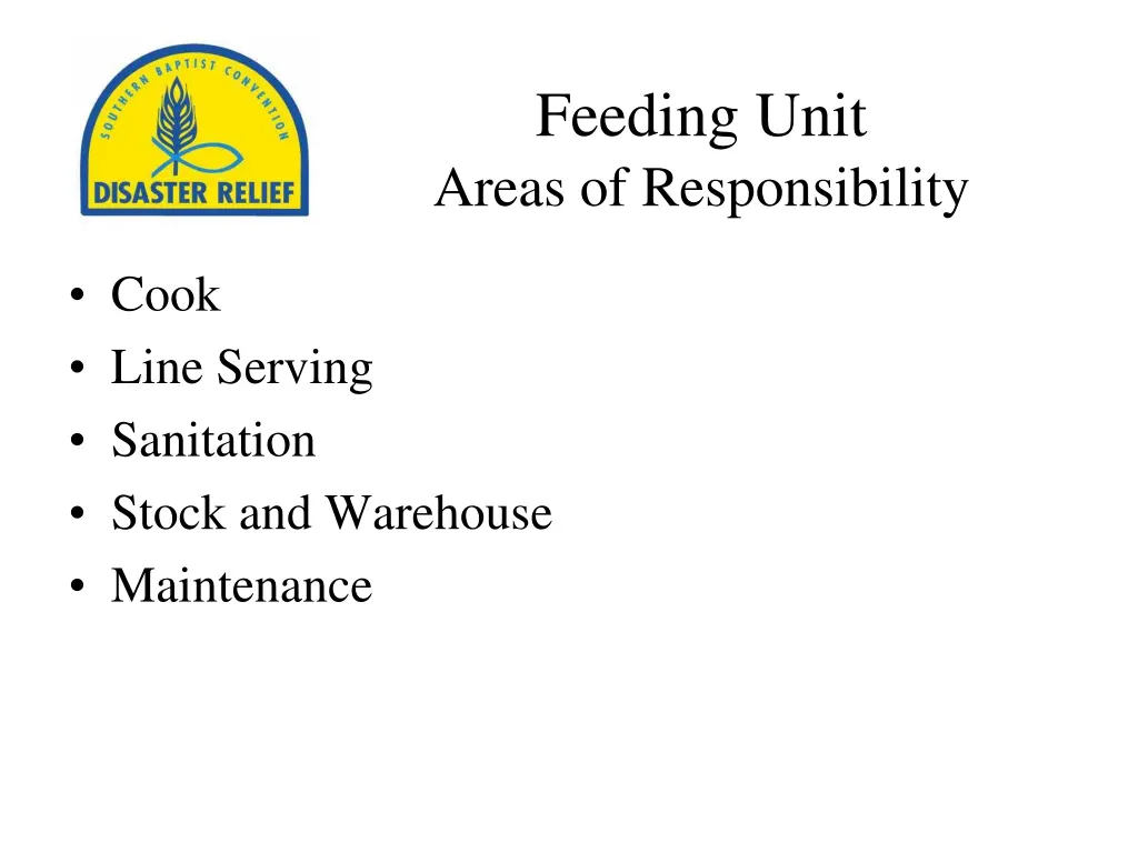 feeding unit areas of responsibility