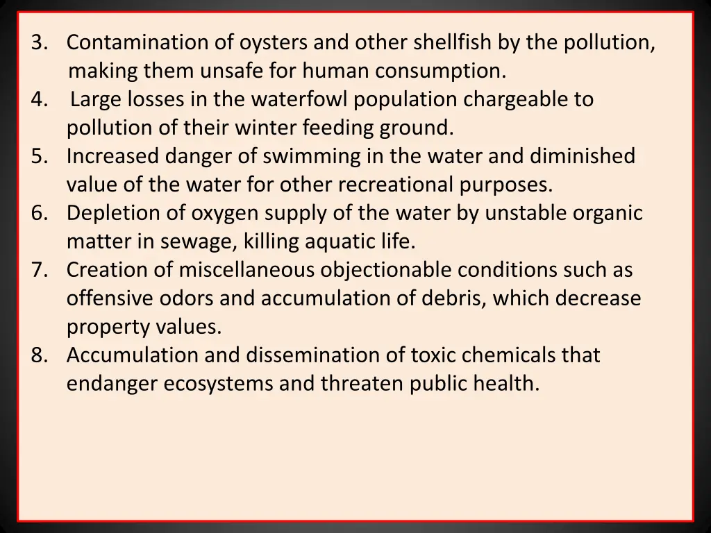 3 contamination of oysters and other shellfish