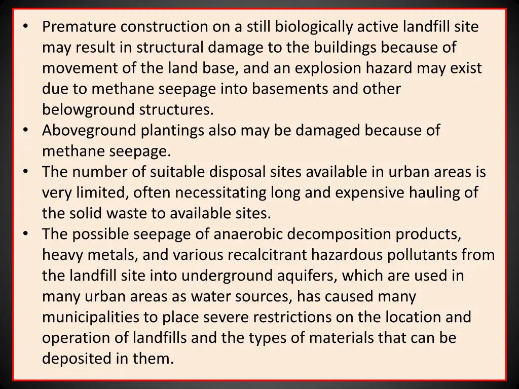 premature construction on a still biologically