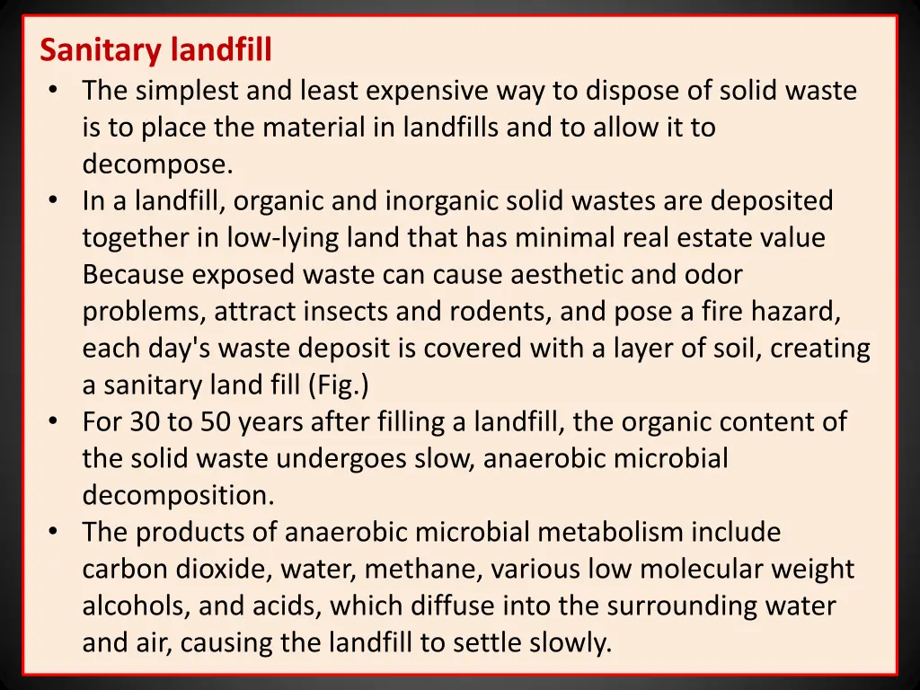 sanitary landfill the simplest and least