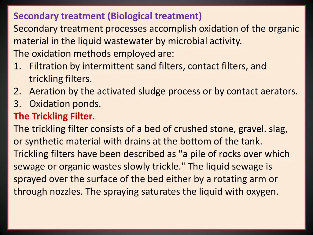 secondary treatment biological treatment