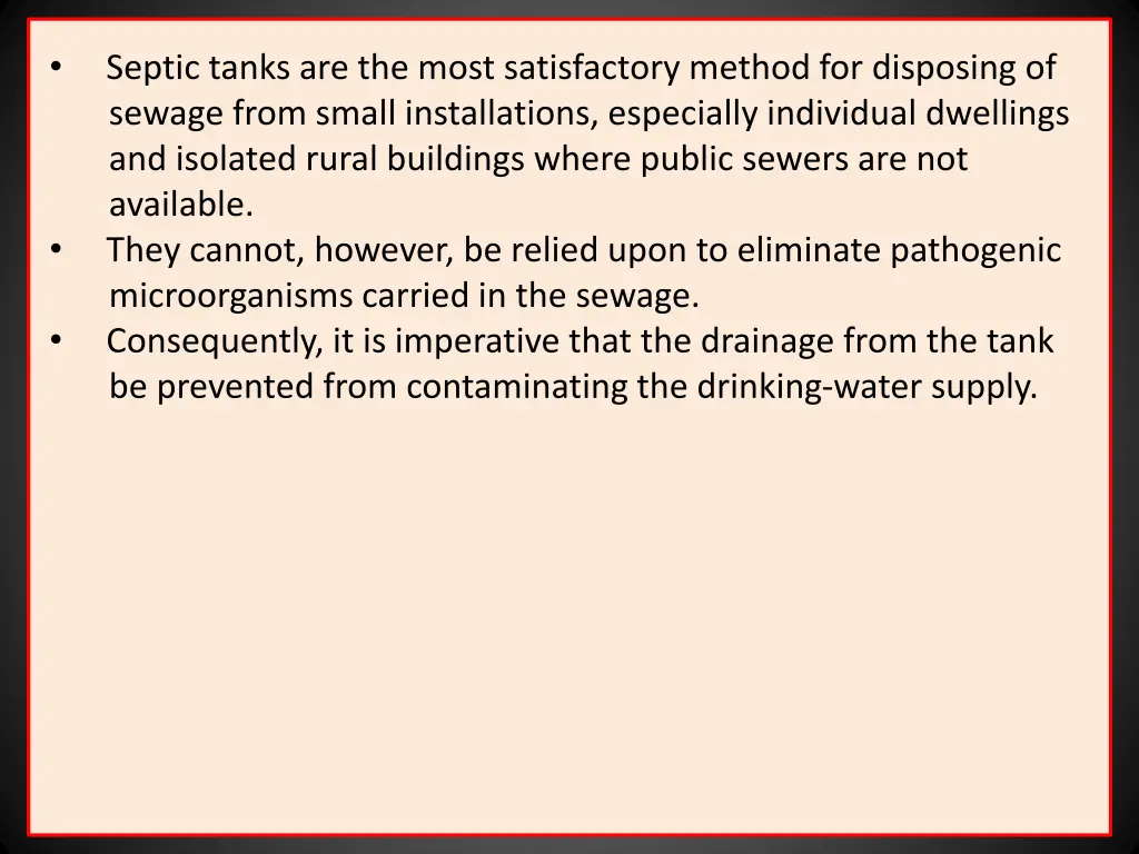 sewage from small installations especially