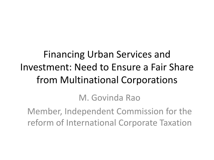 financing urban services and investment need