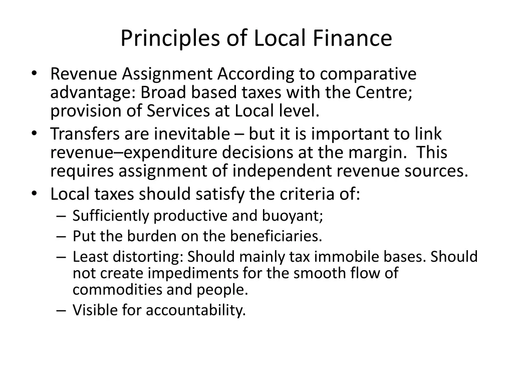 principles of local finance