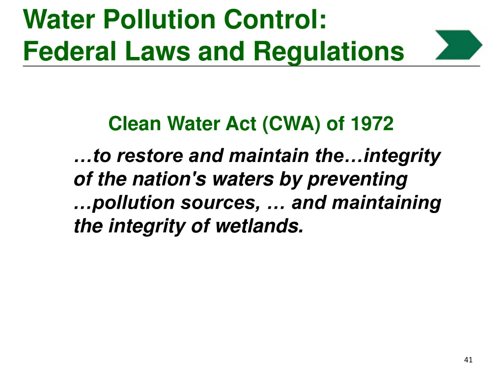 water pollution control federal laws