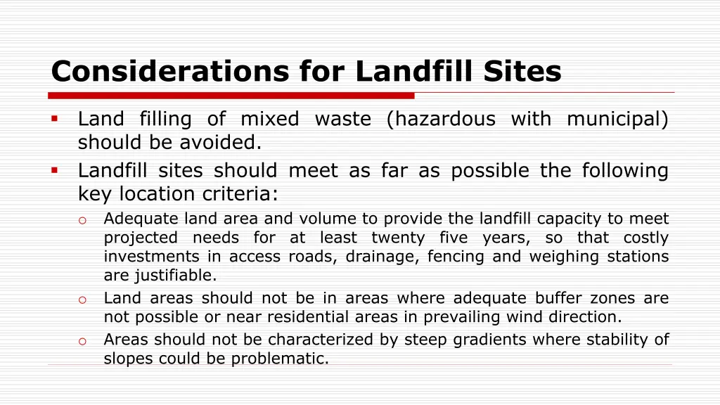 considerations for landfill sites 1