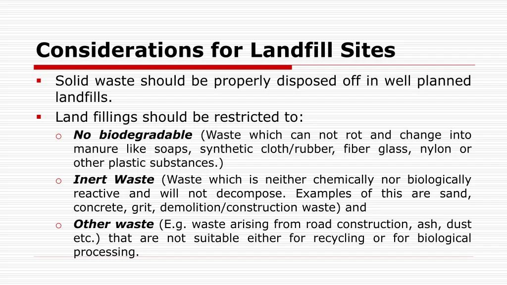 considerations for landfill sites