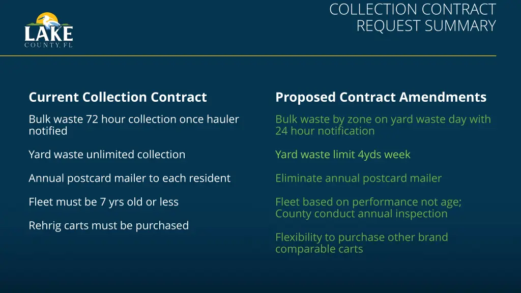 collection contract request summary