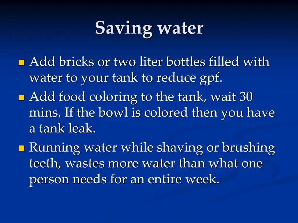 saving water