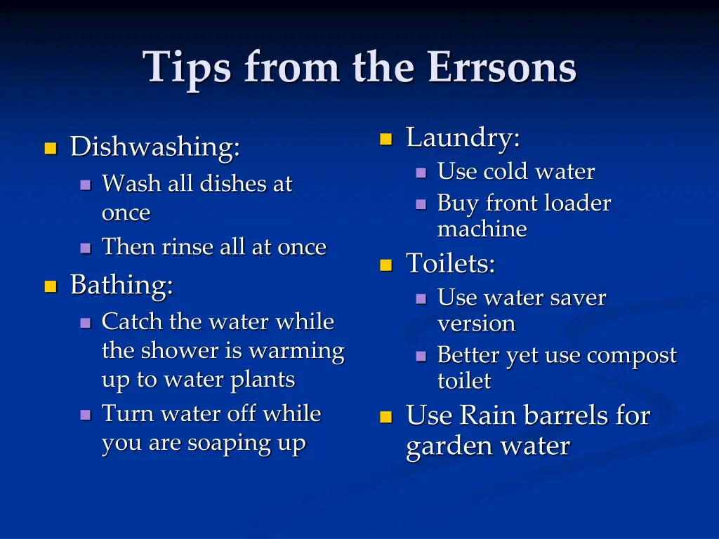 tips from the errsons