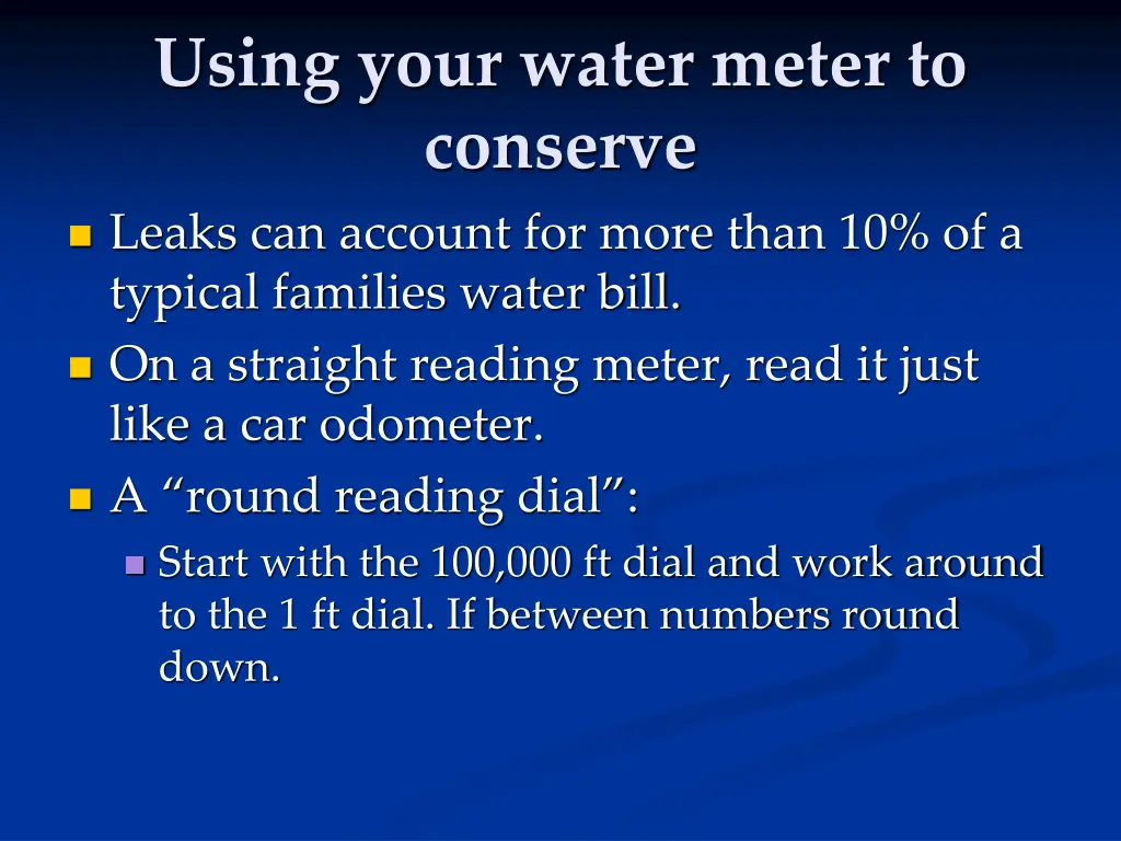 using your water meter to conserve