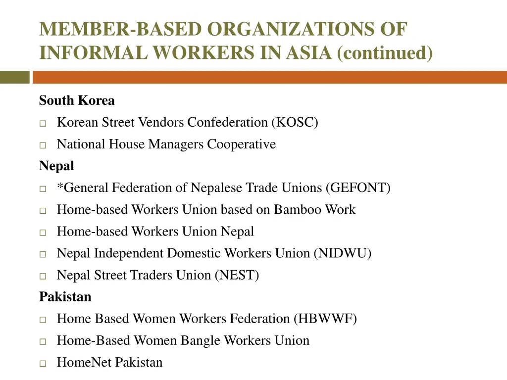 member based organizations of informal workers 2