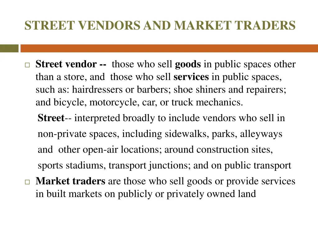 street vendors and market traders