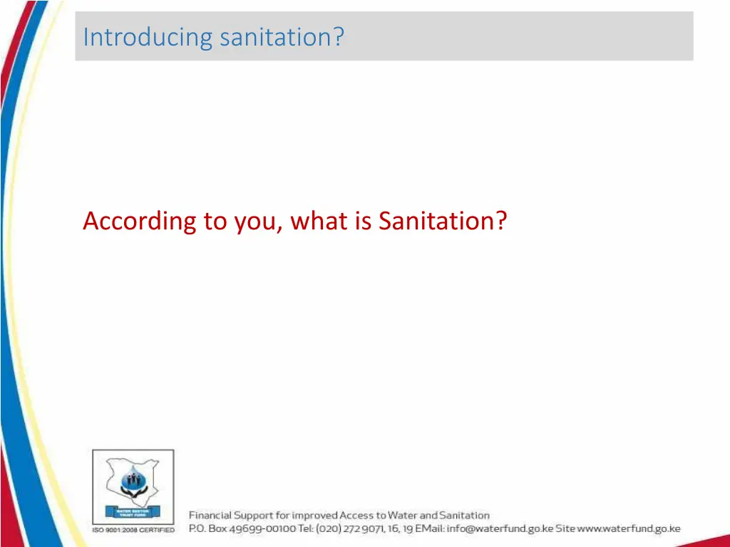 introducing sanitation